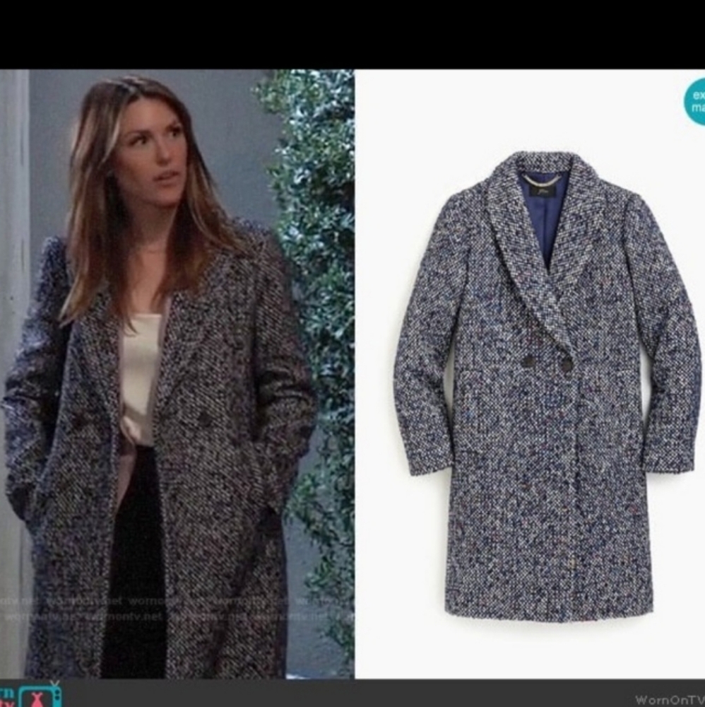 J.CREW Daphne topcoat in Italian tweed Navy Size 22